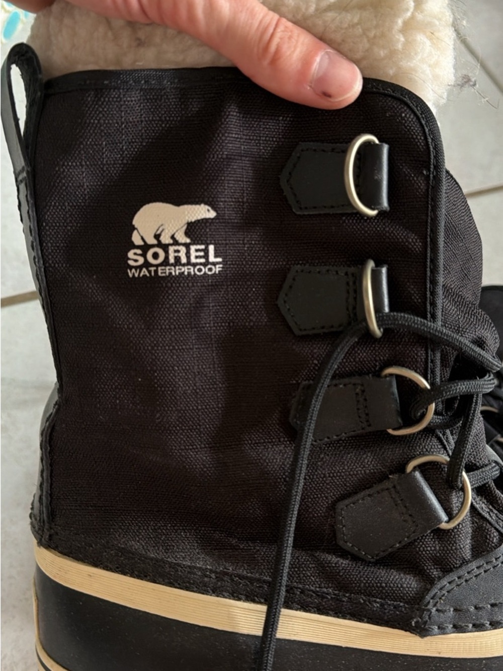 Sorel Black Women's Waterproof Lace-Up Winter Boot with Shearling Collar